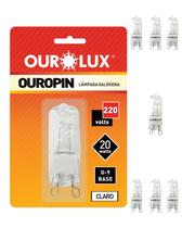 7 Lâmpadas Halógenas Ourolux Base G9 20W 220V Cor da Luz 2800K Branco Quente