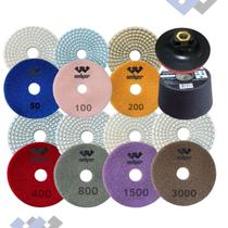 7 Lixa Diamantada Polir Mármore Granito 1 Suporte 1 Rebolo