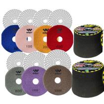 7 Lixas Diamantada Polir Mármore Granito 1 Suporte 2 ReboIos