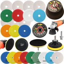 7 Lixas Grão 4 Pol. 100mm Diamantada + 1 Rebolo Cônico 45 Graus + 1 Disco Prato + 1 Pino M14 KaQi 7 Lixas Grão 4 Pol. 100mm Diamantada + 1 Rebolo Cônico 45 Graus + 1 Disco Prato + 1 Pino M14 KaQi