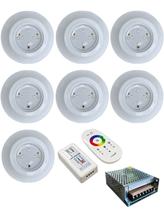 7 Luminária Led P Piscinas Rgb 9w Até 12m2 + FONTE 10A 12V