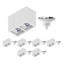 7 Luminária Sobrepor P/ 2 Lâmpada Boxit + 2 Lâmpada AR111 12W 4000K 7 Luminária Sobrepor P/ 2 Lâmpada Boxit + 2 Lâmpada AR111 12W 4000K