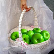 7 Maçãs Verdes Artificiais para Atacado: Frutas Artificiais Bonitas Baratas prontas para uso - DE0723
