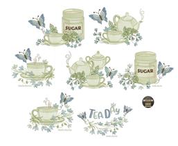 7 Matrizes de Bordado Bules Xicaras Cozinha para máquina de bordar Florais Xicaras Pes Jef 7 Matrizes de Bordado Bules Xicaras Cozinha para máquina de bordar Florais Xicaras Pes Jef