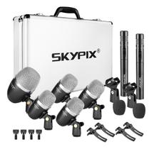 7 Microfones Bateria Skypix Sk-mk7d P/ Bumbo Caixa Tom Prato