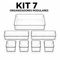 7 Organizadores Acrilico Cristal Modular Multiuso Retangular Transparente Cesto Porta Maquiagem 7 Organizadores Acrilico Cristal Modular Multiuso Retangular Transparente Cesto Porta Maquiagem