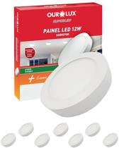 7 Painel LED de embutir 12W Sobrepor Bivolt 6500K Cor da Luz Branco Frio Redondo