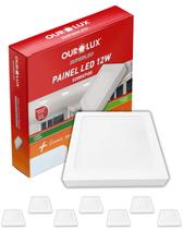 7 Painel Led Sobrepor 12w Bivolt Cor da Luz 4000k Branco Neutro Quadrado Ourolux