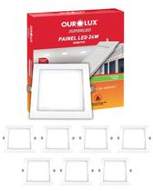 7 Painel Plafon Ourolux Led Embutir 24w Bivolt Luz Neutra