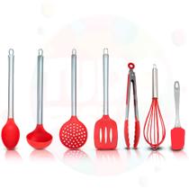 7 Pçs Colheres De Silicone Cabo Inox Conjunto Utensílios De Cozinha Colher Concha Escumadeira Espátula Pinça Pegador Mini Espátula Batedor 7 Pçs Colheres De Silicone Cabo Inox Conjunto Utensílios De Cozinha Colher Concha Escumadeira Espátula Pinça Pegador Mini Espátula Batedor