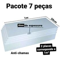 7 placas de isopor eps anti-chamas 40mm, tamanho 100 x 50cm