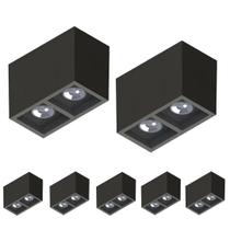 7 Plafon Boxit Duplo Dicróica MR16 Preto Save Energy
