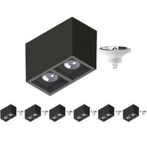 7 Plafon Sobrepor P/ 2 Lâmpada Boxit + 2 Lâmpada AR111 12W 4000K 7 Plafon Sobrepor P/ 2 Lâmpada Boxit + 2 Lâmpada AR111 12W 4000K