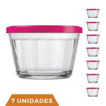 7 Pote Americano Vidro C/Tampa Cores Amlimento 600ml Nadir