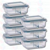 7 Pote de Vidro Hermético com Divisoria p/ Marmita 640ml