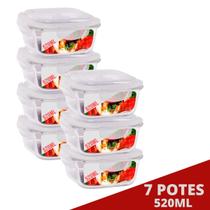7 Pote de Vidro Hermetico Quadradao 520ML Marmita Forno Airfryer
