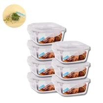 7 Pote Vidro Tampa Hermética Quadrado 320ml Papinha Pequeno