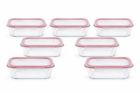 7 Potes de Vidro para Marmita Saudável Tampa com Trava 1030ml 7 Potes de Vidro para Marmita Saudável Tampa com Trava 1030ml