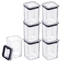 7 Potes Hermético 160ml Cristal Empilhável Transparente Porta Temperos Açúcar Chá Objetos 7 Potes Hermético 160ml Cristal Empilhável Transparente Porta Temperos Açúcar Chá Objetos