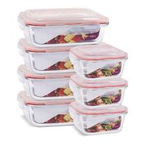 7 Potes Vidro Herméticos Tampa Silicone 1040ml e 520ml