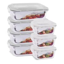 7 Potes Vidro Herméticos Tampa Silicone Vedação 1520ml e 520ml