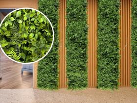 7 Quadros Decorativos com Folhas Artificiais Realistas Jardim Vertical Painel de Muro Verde Premium