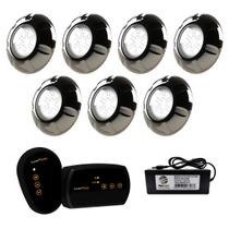 7 Refletor LED INOX RGB 9W + Módulo RGB + Fonte 10A 120W