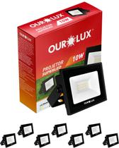 7 Refletor Ourolux Slim 10w Bivolt Ip65 Cor Da Luz 6500k