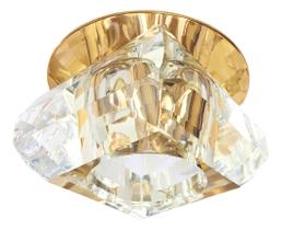 7 Spot Cristal Base Dourada Embutido Transparente Sala Bet11