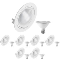 7 Spot Embutir Face Plana PAR30 + 1 Lâmpada LED 10W 3000K E27