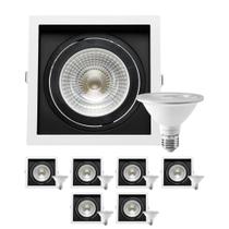 7 Spot Embutir Quadrado Recuo PAR30 + 1 Lâmpada LED 10W 6500K E27 7 Spot Embutir Quadrado Recuo PAR30 + 1 Lâmpada LED 10W 6500K E27