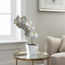 7 Unidades de Hastes de Orquídea Branca Artificial - Floral com Folhagem para Decoração de Hotéis - DE1324