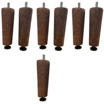 7 Unidades de Pés para Cama Box 12 cm com Regulagem Cor Imbuia