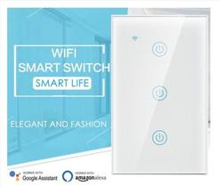 7 UNIDADES - Interruptor SMART 3 CANAIS WiFi Compatível com Alexa e Google Assistente Branco