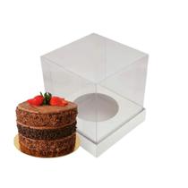 70 Caixas para Mini Bolo, com tampa acetato 15x15x15cm.