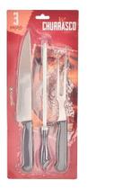 70 Kits De Churrasco com 3 Peças Faca Garfo Chaira