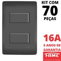 70un Interruptor Paralelo Three Way 2 Teclas 10A Com Placa 4x2 Habitat Black FAME
