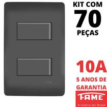 70un Interruptor Simples 2 Teclas 10A Com Placa 4x2 Habitat Black FAME
