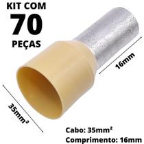 70un Terminal Tubular Ilhós Pré-isolado Simples Para Cabo de 35mm² Metal 16mm Bege E35-16
