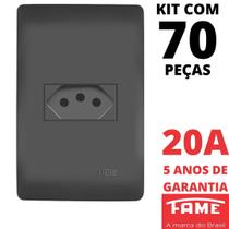 70un Tomada Padrão 2P+T 20A Com Placa Habitat Black FAME