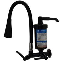 7161 Torneira Gourmet Bica Móvel De Parede Cozinha Com Filtro Pró Saúde Preto e Tubo Flexível Giratório Cone