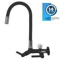 7162 CORPO PRETO T P Torneira Gourmet Bica Móvel em ABS Parede Cozinha Com Tubo Flexível Preto Saída Filtro 1/4 ou Purificador 1/2