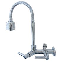 7163 C80 Torneira Bica Móvel de Parede Cozinha Tubo Flexível Cromado Chuveirinho Saída Filtros 1/4 Máquina de Lavar Louça e Roupa Filtro 3/4