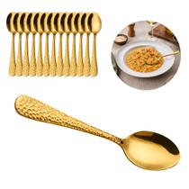 72 Colheres Aço Inox 20cm Sopa Dourado Premium Decorada