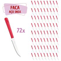 72 Facas Vermelho Aço Inox Plástico Luna Casa Almoço 72 Facas Vermelho Aço Inox Plástico Luna Casa Almoço