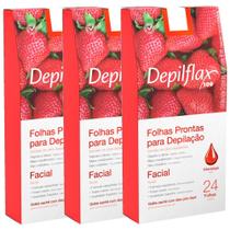 72 Folhas Prontas Depilação Facial Depilflax Morango 72 Folhas Prontas Depilação Facial Depilflax Morango