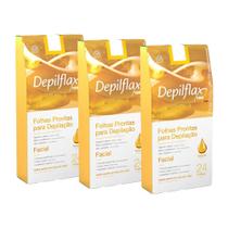 72 Folhas Prontas Tiras Depilação Facial Buço Sobrancelha Depilflax Natural 3cx