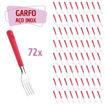72 Garfos Vermelho Aço Inox Plástico Luna Casa Almoço 72 Garfos Vermelho Aço Inox Plástico Luna Casa Almoço