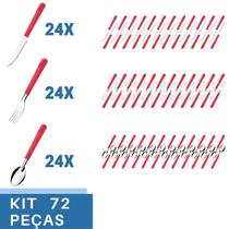 72 Talher Faca Garfo Colher Inox Vermelho Luna Restaurante