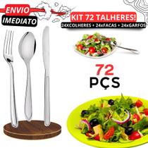 72 Talheres Inox para Cozinha 24 Garfos 24 Colheres 24 Facas Talheres Alta Qualidade